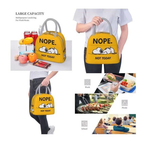 Snoopy Woodstock Insulated Lunch Bag Peanuts Reusable Tote - Picture 5 of 5